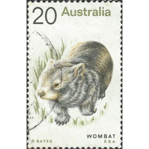 AUSTRALIA, MAMMAL, Common Wombat, green 1974, 20c, #3