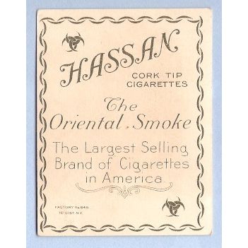 Tobacco Card ~ Company: American Tobacco Company Brand: Hassan Cork Tip Ci~48