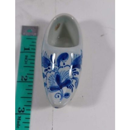 Vintage 2 1/2 inch blue and white glass dutch clog fiquirine good