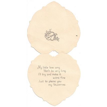 VINTAGE ' VALENTINE CARD ' YOUNG BOY with MANDOLIN card 1930s