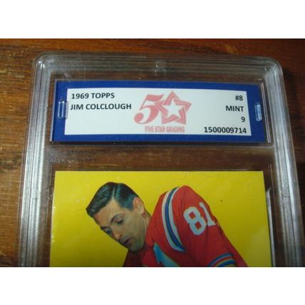 1969 Topps, Graded Mint 9, JIM COLCLOUGH, End, Boston Patriots