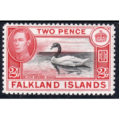 Falkland Islands Sg150 2d Black & Carmine-Red Lightly Mounted Mint (G136)