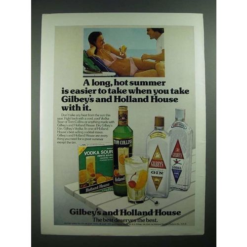 1975 Holland House Cocktail Mixes and Gilbey's Gin and Vodka Ad