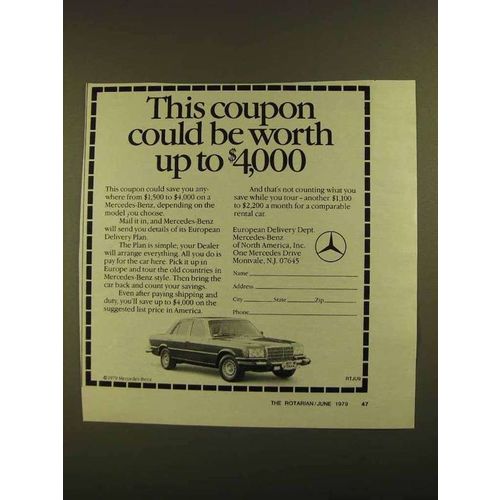 1979 Mercedes-Benz Cars Ad - This Coupon Could be Worth