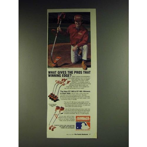 1984 Homelite Jacobsen ST-160 and ST-180 Trimmers Ad - What gives the pros