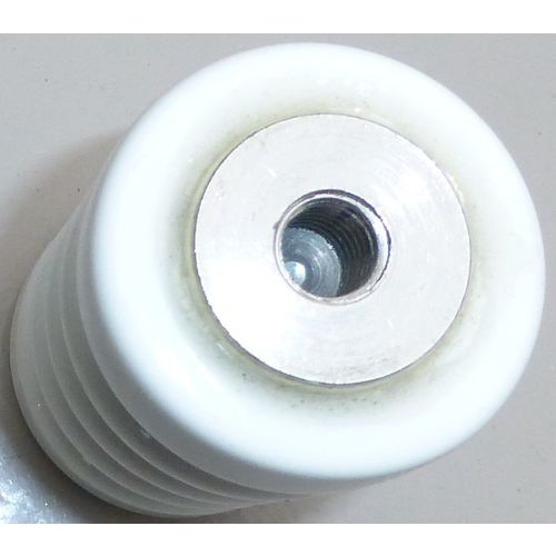 Ceramic insulator Glazed white, tinned brass ends 76.4mm long
