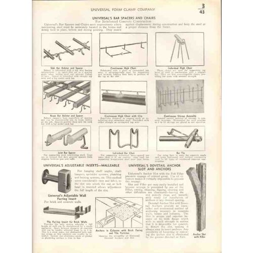 universal form clamp company 1938 concrete accessories vintage catalog