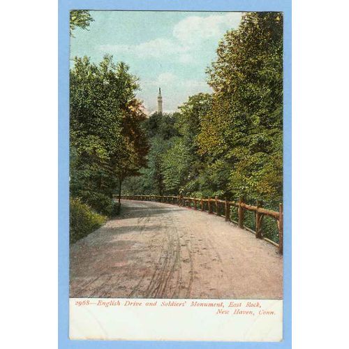 CT New Haven English Drive And Soldiers Monument East Rock Tree Lined Dirt~620