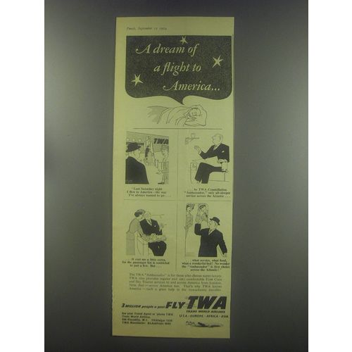 1954 TWA Trans World Airlines Ad - A dream of a flight to America