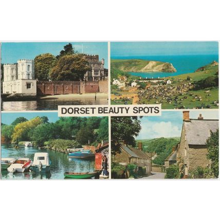 Postcard Dorset Beauty Spots multiview. Brownsea Island, Lulworth Cove