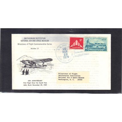 Smithsonian C77 1128 1st Flight Over South Pole (Cachet-Label/A) #21 CV42823