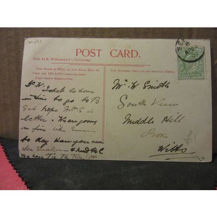 SPYE PARK, BROMHAM, WILTSHIRE . used antique postcard by Wilkinson 1907 pm =