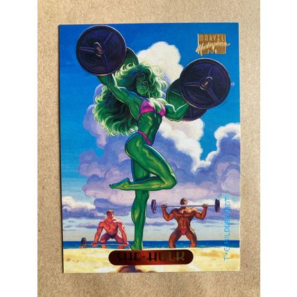 Marvel Masterpieces 1994 Base trading Card # 108 She-Hulk (B) Fleer