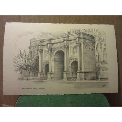 MARBLE ARCH, LONDON postcard printed pencil sketch by A. Wright =