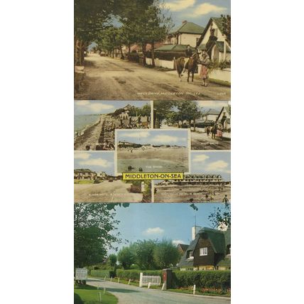 Middleton On Sea Pillar Box West Drive 3x 1970s Postcard s