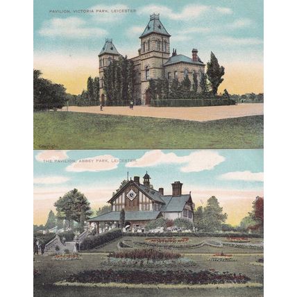 Leicester Victoria & Abbey Park 2x Antique Postcard s
