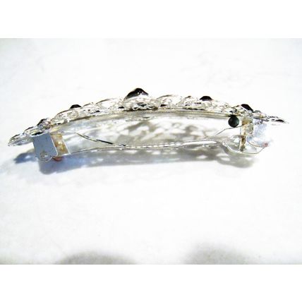 Silver filigree hair clip barrette with purple crystals bridal hair clip