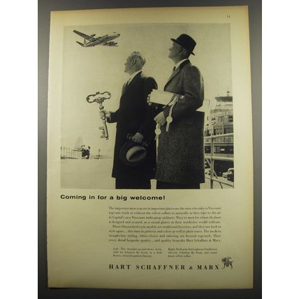 1955 Hart Schaffner & Marx Coats Ad - Coming in for a big welcome