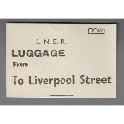 LONDON & NORTH EASTERN RAILWAY LUGGAGE LABEL - LIVERPOOL STREET from BLANK