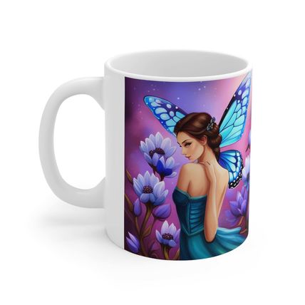 September Sapphire Amethyst Birth Month Colors Fairies & Butterflies #1 Mug 11oz
