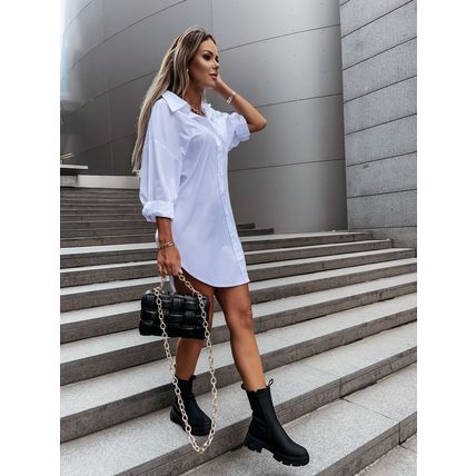 Simple Loose Long Sleeve V Neck Button Up Shirt Women's