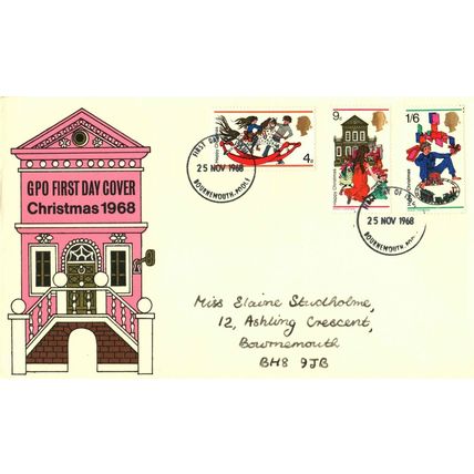 1968 Christmas, Bournemouth Postmark, UK, GPO FDC