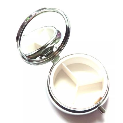Green Glitter Stars Pill Box Round 2 CM Collectable Storage Gift