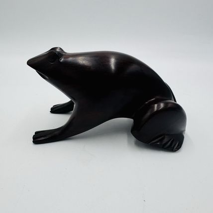 Frog Sculpture Mid Century Modern Carved Rosewood Figurine Solid Ironwood 7in