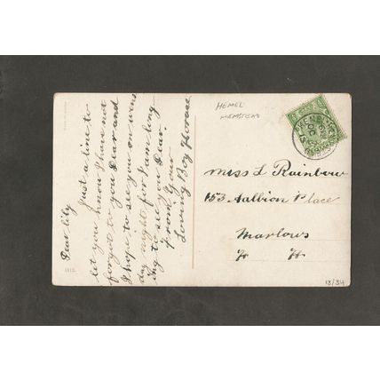 Genealogy Postcard Miss Lily Rainbow 153 Albion Place Marlow Hemel Hempstead