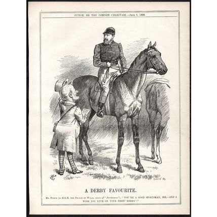 A DERBY FAVOURITE 1896 Sir John Tenniel - Joseph Swain PUNCH CARTOON PAGE