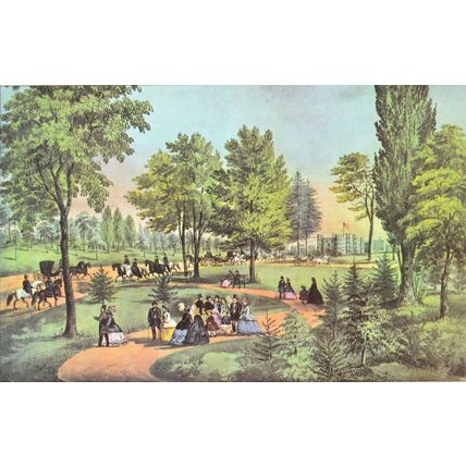 CENTRAL PARK, THE DRIVE 1952 Nathaniel Currier - James Merritt Ives PRINT