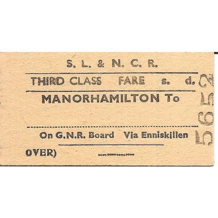 Sligo Leitrim & Northern Counties Rly Edmondson Ticket - Manorhamilton to ......