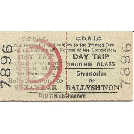 County Donegal Rlys Joint Committee Edmondson Ticket- Stranorlar to Ballyshannon