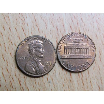 1983d USA 1 Cent Lincoln Memorial Coin