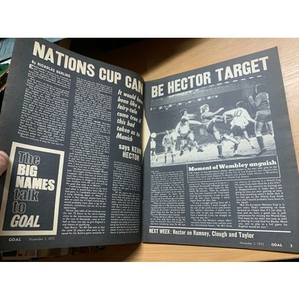 GOAL MAGAZINE #270 3 NOV 1973 UK FOOTBALL SOCCER MAGAZINE - KEVIN HECTOR (LL)