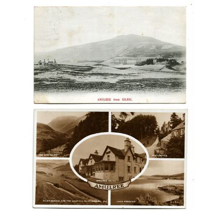 2 postcards lot Scotland Perthshire Amulree undivided 1900s & multiview 1960s ?