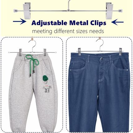 Amber Home 50 Pack Metal Pants Hangers with Clips, Heavy Duty Metal Skirt Hanger