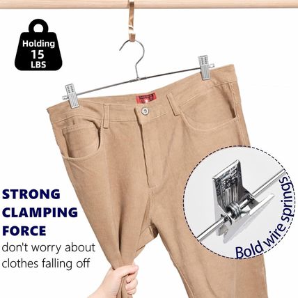 Amber Home 50 Pack Metal Pants Hangers with Clips, Heavy Duty Metal Skirt Hanger
