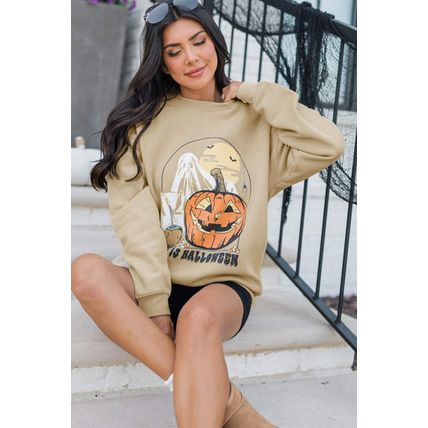 Parchment Spooky Pumpkin Graphic Crewneck Halloween Sweatshirt