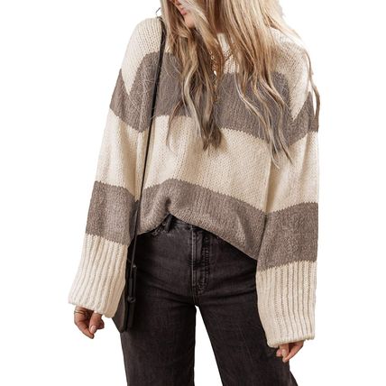 Simply Taupe Colorblock Loose Pullover Sweater