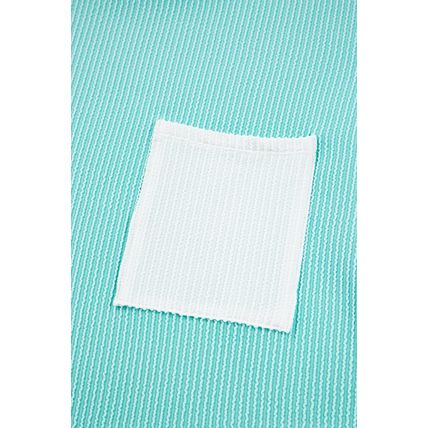 Iceland Blue 3D Ribbed Texture Contrast Patched Pocket Long Sleeve Top