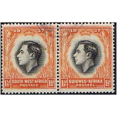 South West Africa KGVI 1937 Coronation 1½d Black & Orange Used SG 99