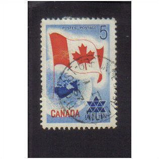 1967 canada centenial 5c f/u sg578