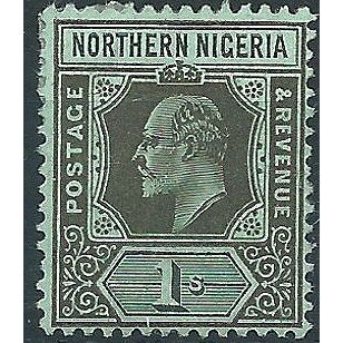 Northern Nigeria 1910 SG36 1/- Black/Green (Remainders) Mounted Mint . . ..