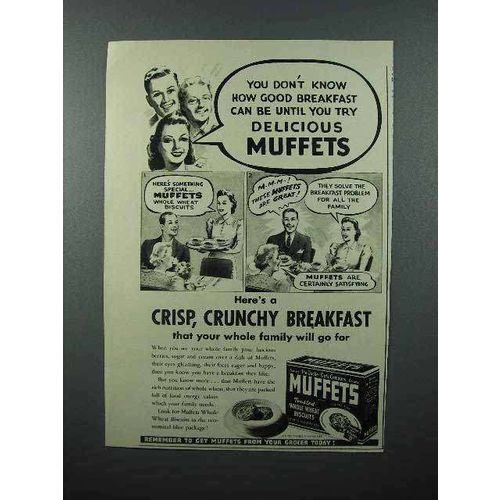 1941 Quaker Oats Muffets Cereal Ad - Delicious