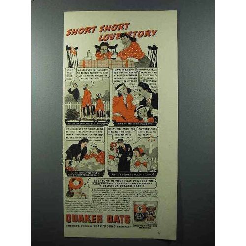 1941 Quaker Oats Cereal Ad - Short Short Love Story