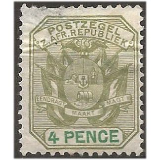 Transvaal 1897 SG221 4d Sage-Green & Green Mounted Mint . .. .
