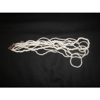 Unique handmade 5 strand shell & white glass seed bead summer 16" necklace