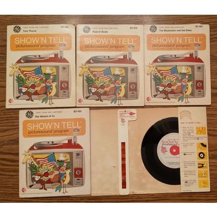 LOT of 9: Show N Tell Fairy Tales and Cartoons Records and Film Strips FREE Ship