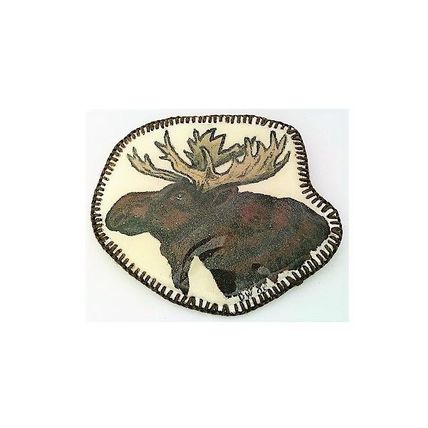 Hand Painted Moose Head Artistic Brooch Pin